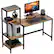 Front. Homcom - 59" Gaming Desk, Reversible Computer Desk with Monitor Stand and 4-Tier Storage Shelves - Brown.