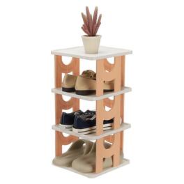 Unique Bargains - 4-Tier Free Standing Shoe Rack, Vertical Narrow Stackable Organizer for Front Door Garage Closet - Pink