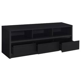Manhattan Lane - Rutvy TV Stand Media Console with 3 Drawers, Open Shelves - Black
