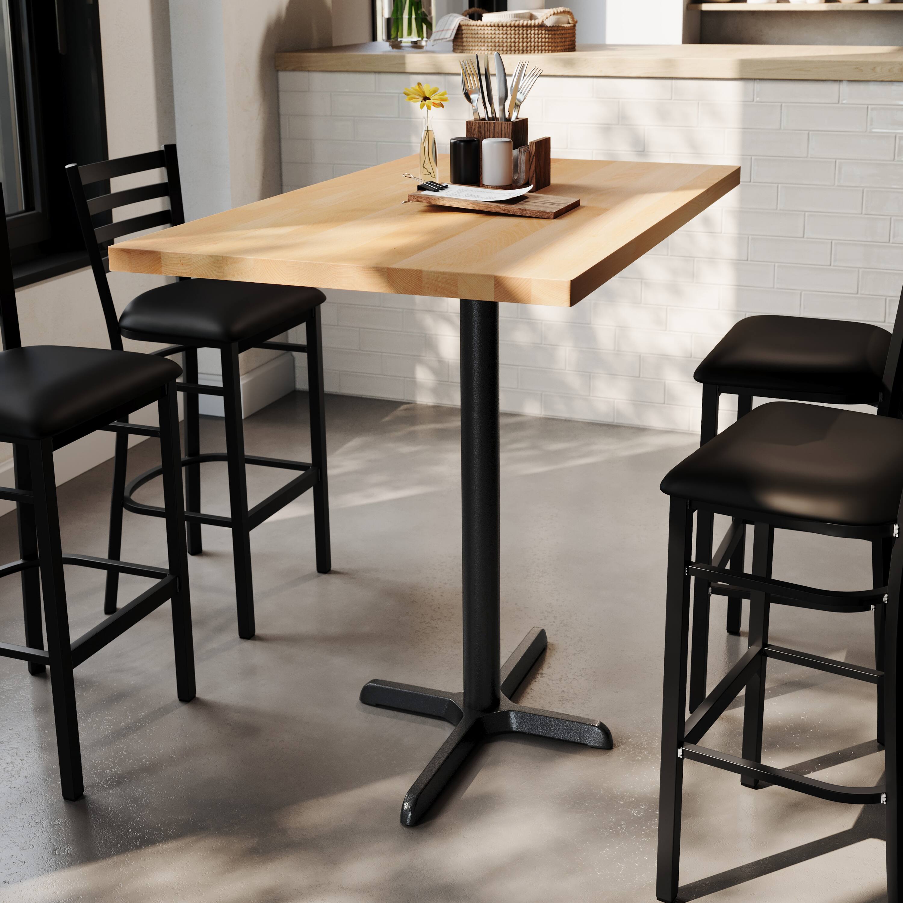 Alt View 2. Flash Furniture - Bennett 30" x 48" Solid Wood Commercial Indoor Tabletop in Natural with 23.5" x 29.5" Bar Height Rust-Resistant Black Ca - Natural.