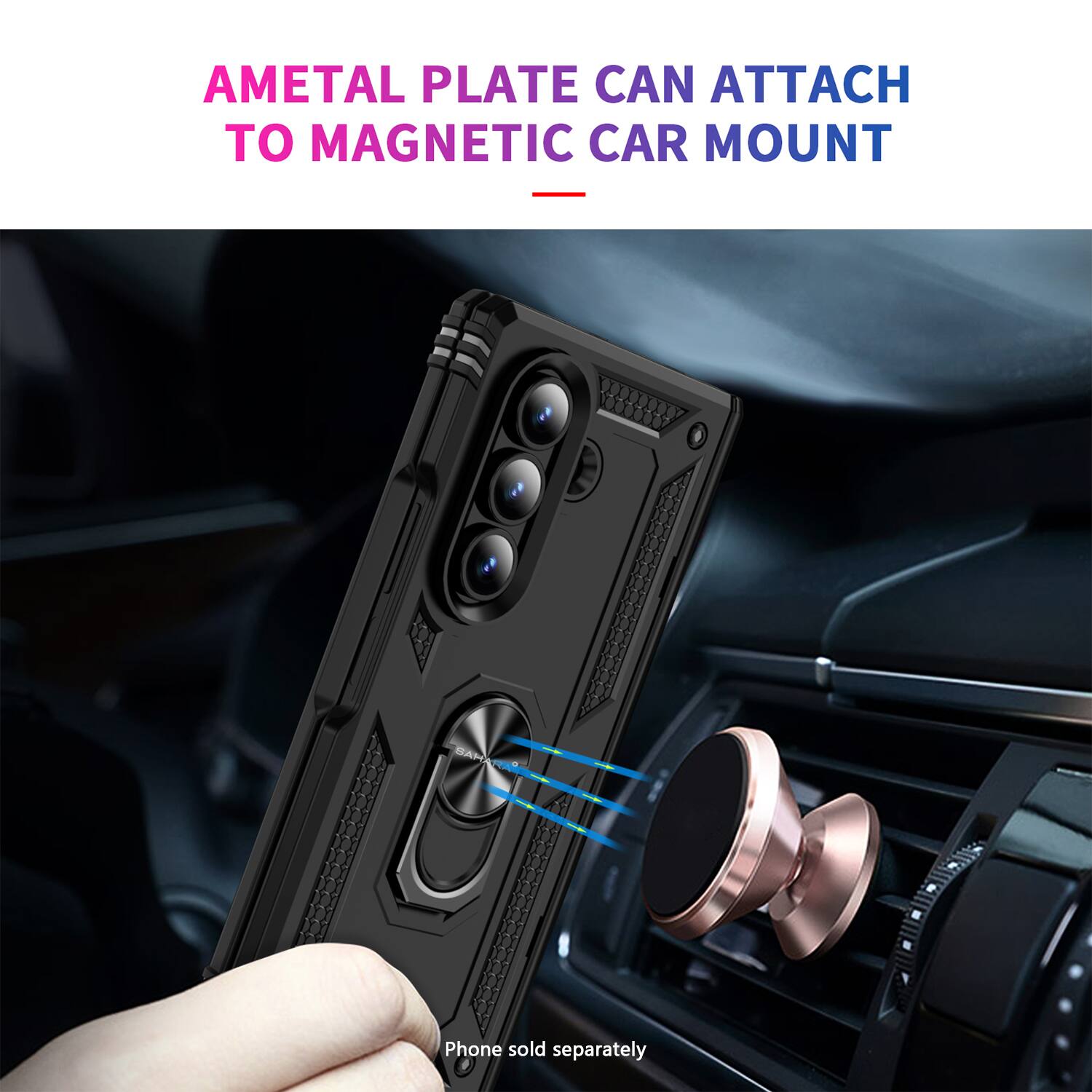 AMETAL PLATE CAN ATTACH TO MAGNETIC CAR MOUNT

Phone sold separately
