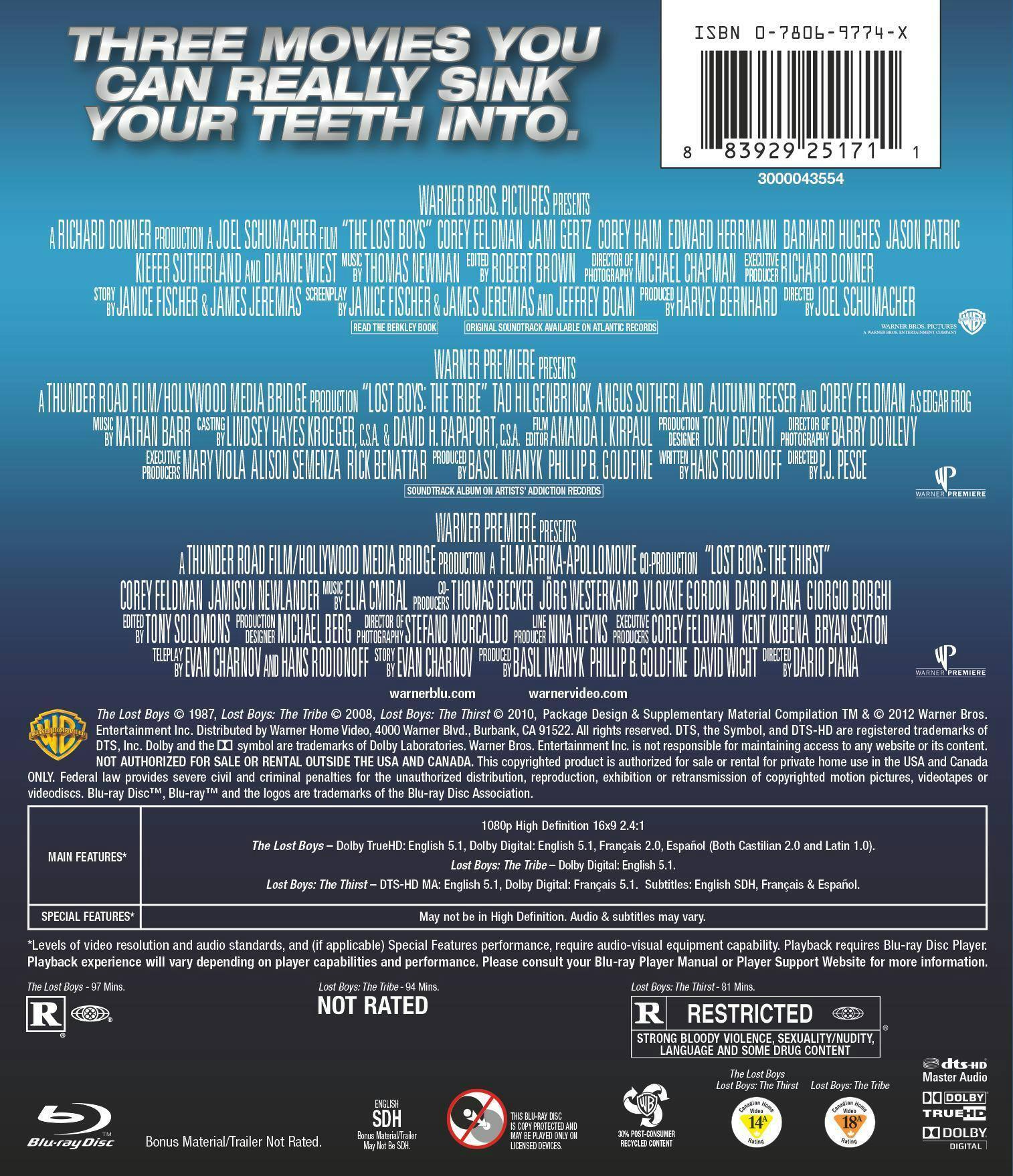 Back. The Lost Boys Trilogy (Box Set) [Blu-ray].