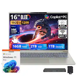 Acer - Upgraded - Swift Go 16 AI 16" 2K OLED Touch Laptop,Ultra 5 322,16GB RAM,2TB SSD+1TB Dock Set,Backlit,Win 11 Pro - Vapor Silver