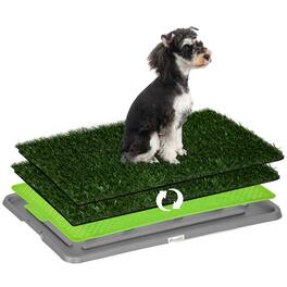 Pawhut - Dog Grass Pad with Tray, 26" x 16", Grass Pad, 2 Pack of Artificial Washable Grass Pee Pads - Green