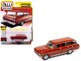Autoworld - 1963 Chevrolet II Nova 400 Wagon Riverside "Vintage Muscle" Series 1/64 Diecast Model Car by Auto World - Red