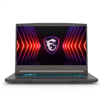 Front. MSI - MSI Thin 15.6 inch FHD 144Hz Gaming Laptop Intel Core i5-13420H NVIDIA GeForce RTX 4050 - 16GB DDR4 512GB SSD Gray (2025 - gray.
