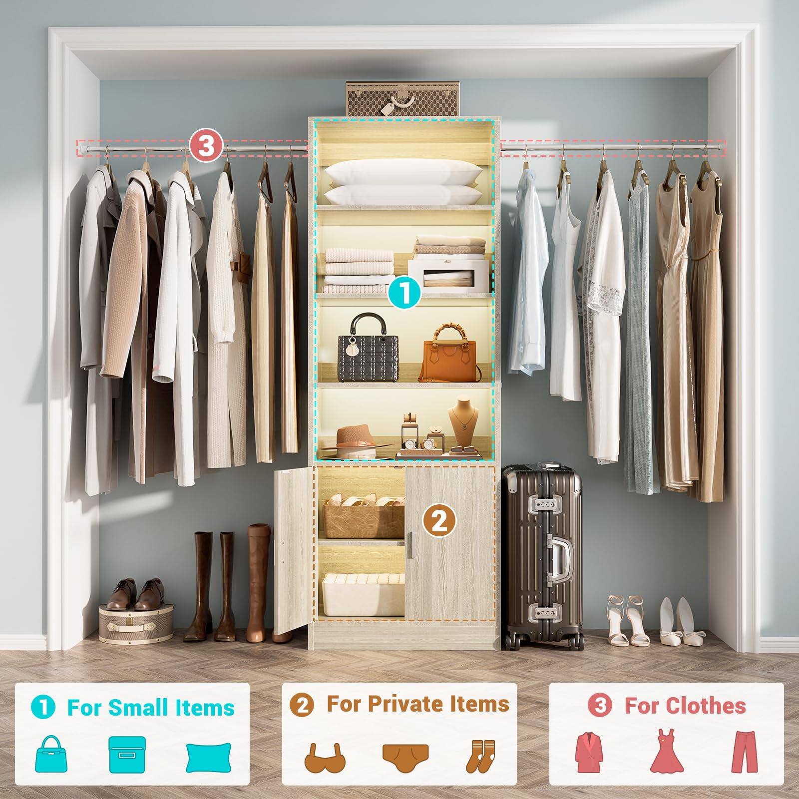 1. For Small Items  
2. For Private Items  
3. For Clothes  

1. For Small Items  
2. For Private Items  
3. For Clothes