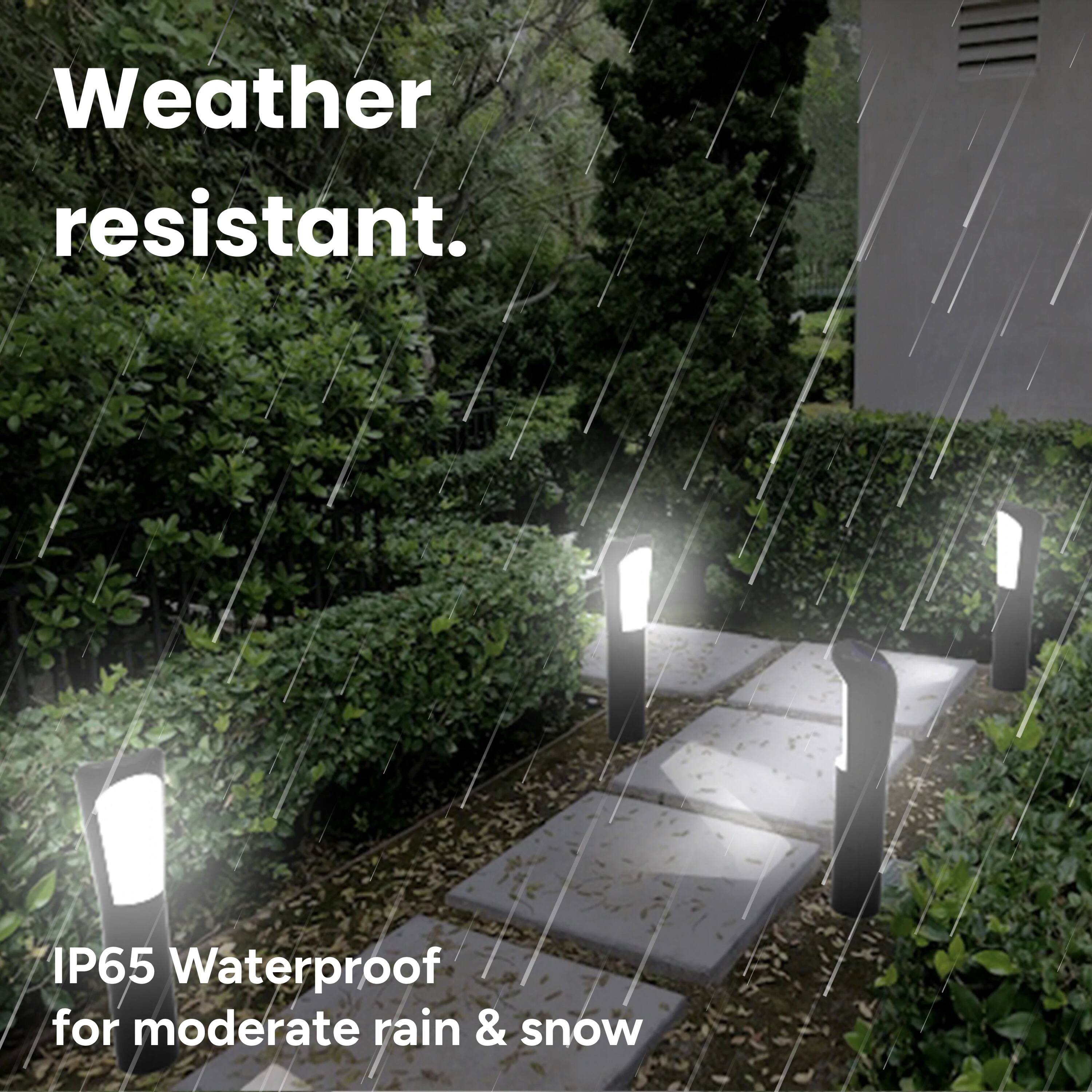 Weather resistant. IP65 Waterproof for moderate rain & snow.