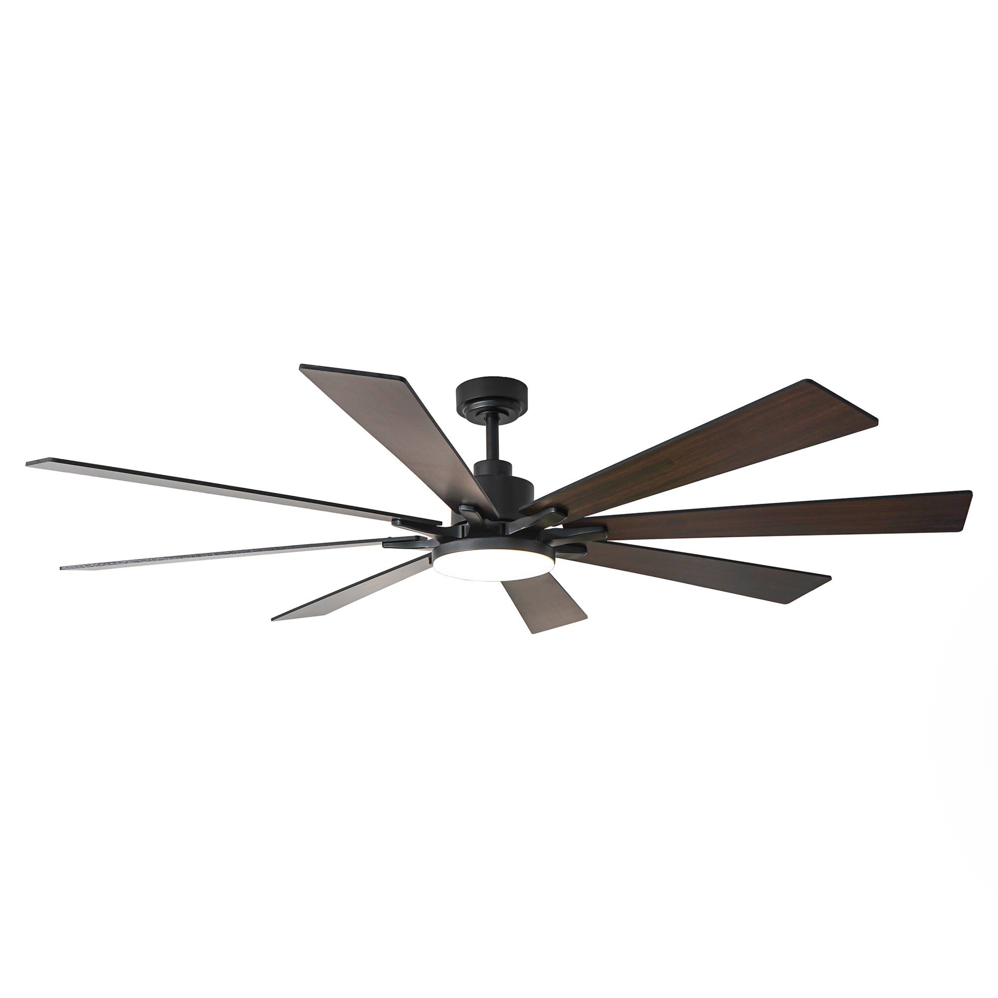 Alt View 5. Vaczon - 72" Industrial Black Large Smart Ceiling Fan with Light and APP Control - Black.