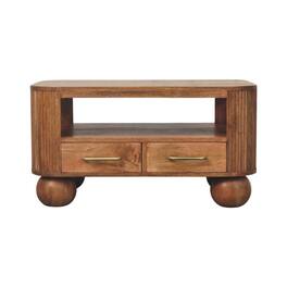 Artisan Furniture - Solid Wood Briarwood Fluted Coffee Table, 2 Drawers - Brown