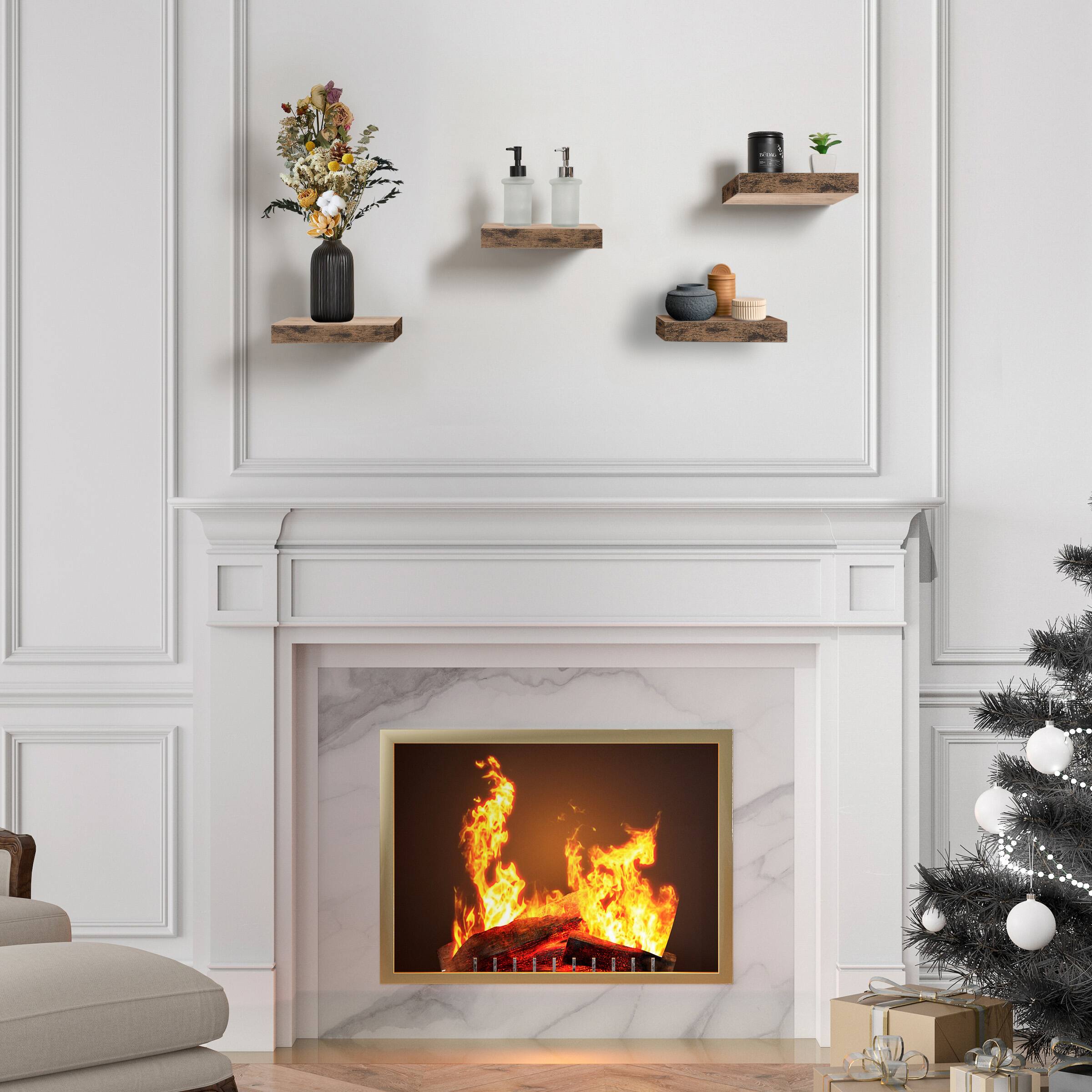 Alt View 4. Sorbus - Sorbus 9 Inch 4 Pack Wall Mounted Floating Square Shelves - for Bedroom, Kitchen, Living Room, Bathroom - Mahogany.