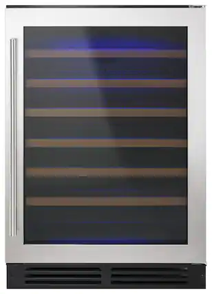 Front. Whirlpool - 54-Bottle Built-In Wine Cooler - Stainless Steel.