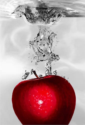 Front. Trademark Art - Roderick Stevens Red Apple Splash Gallery-Wrapped Canvas - Red/Gray.