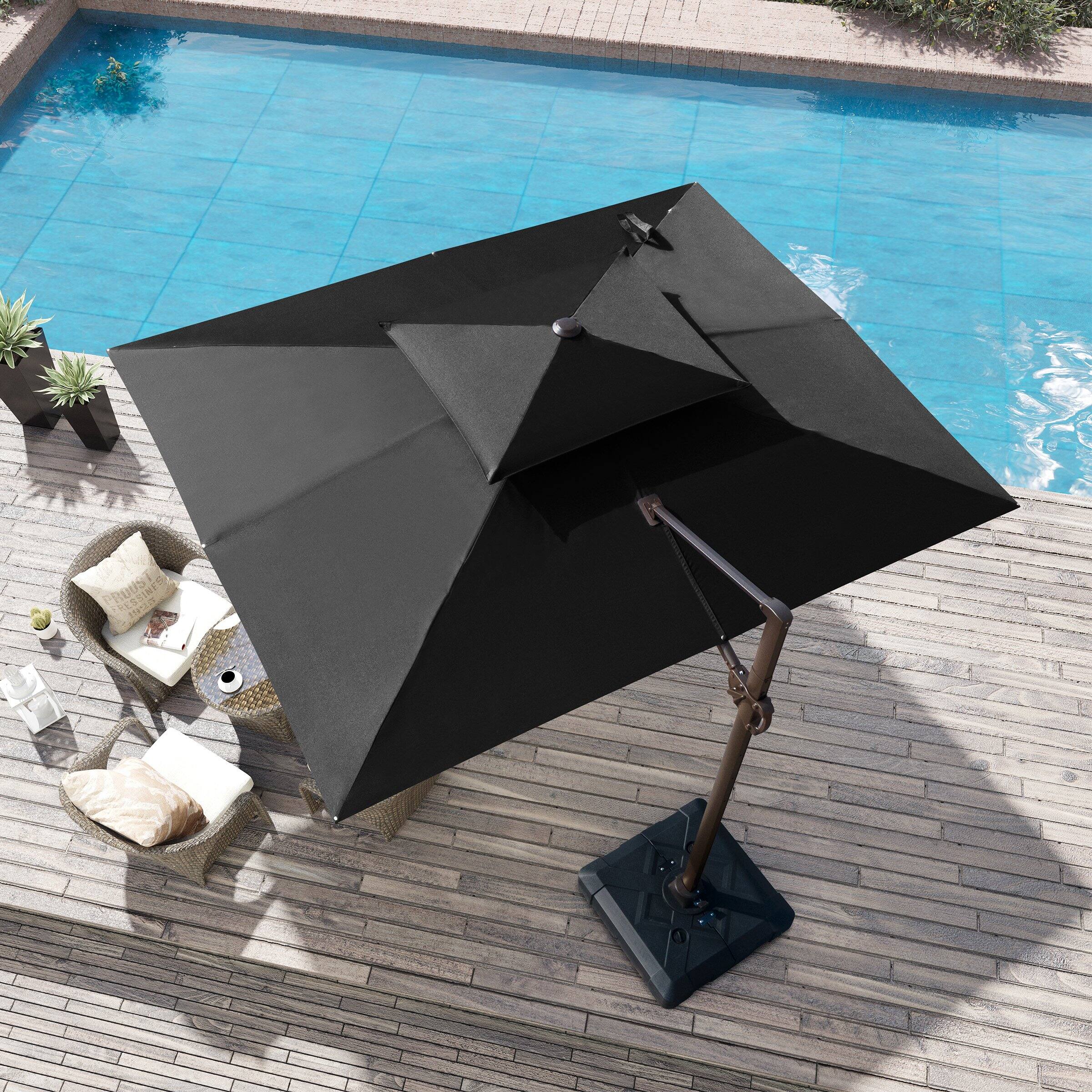 Alt View 7. Crestlive Products - Crestlive Products 11-ft Aluminum Black Slide-tilt Cantilever Patio Umbrella with Base - Black.