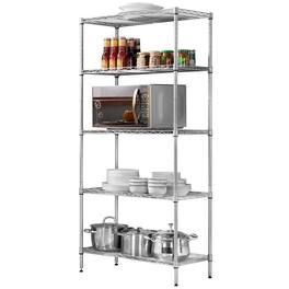Winado - 5 Tier 60" x 22" x 12" Height Adjustable Metal Wire Shelving Unit Steel Storage Shelf Bookshelf for Home Garage Kitchen - Silver