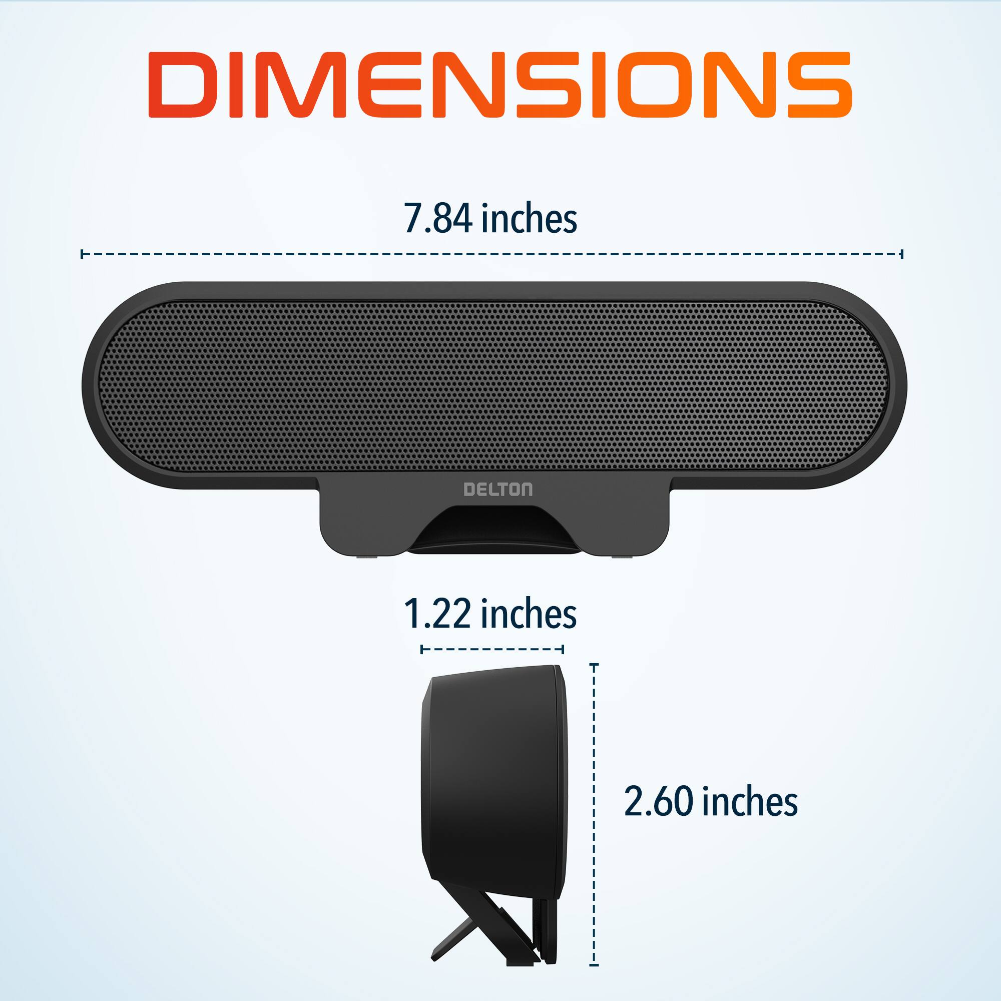 DIMENSIONS 7.84 inches DELTON 1.22 inches 2.60 inches