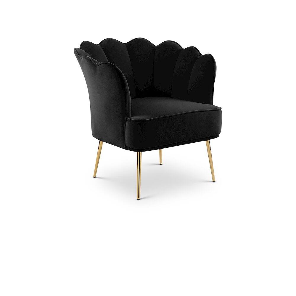 Front. Meridian Furniture - Jester Black Velvet Accent Chair - Black.