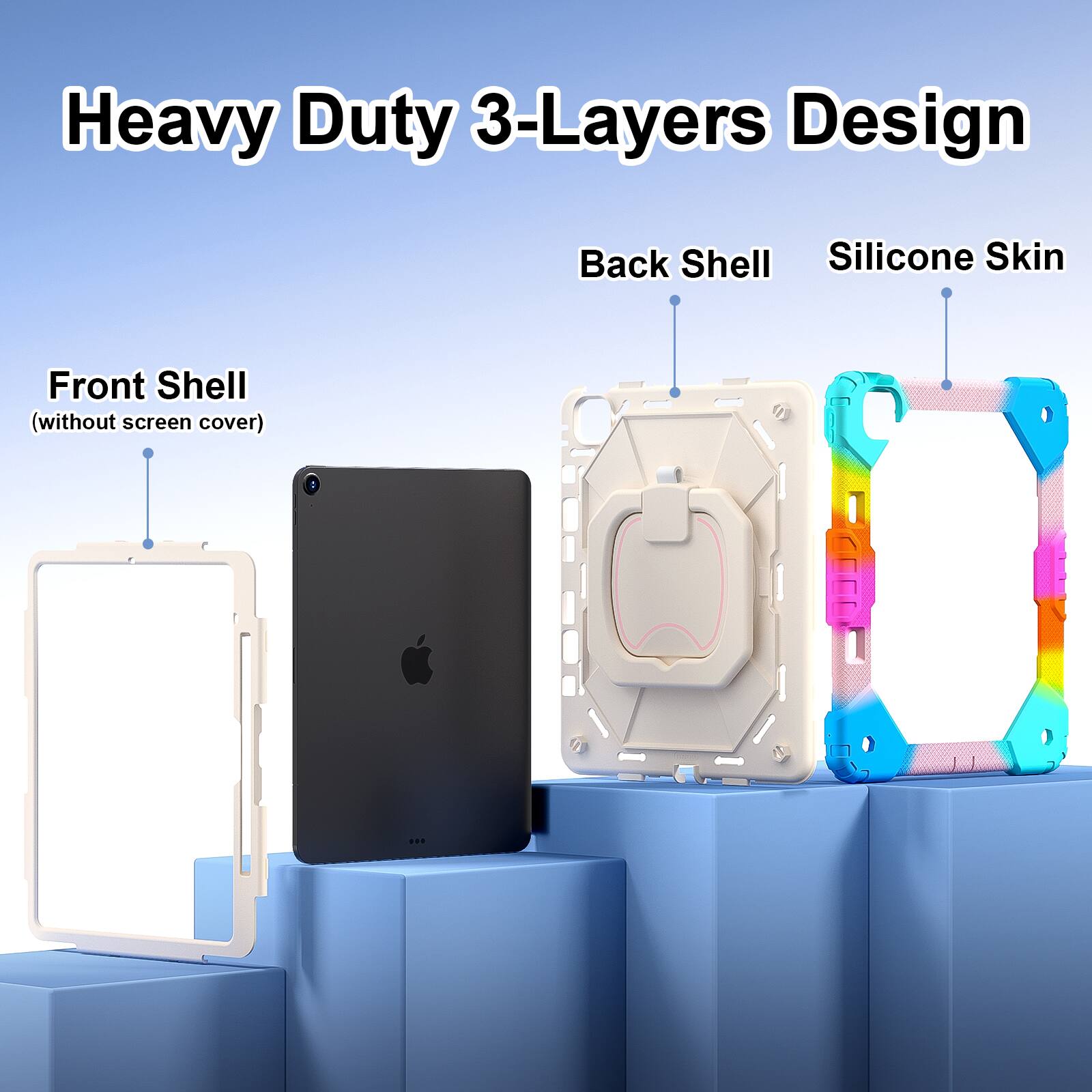 Heavy Duty 3-Layers Design  
Back Shell Silicone Skin Front Shell (without screen cover)