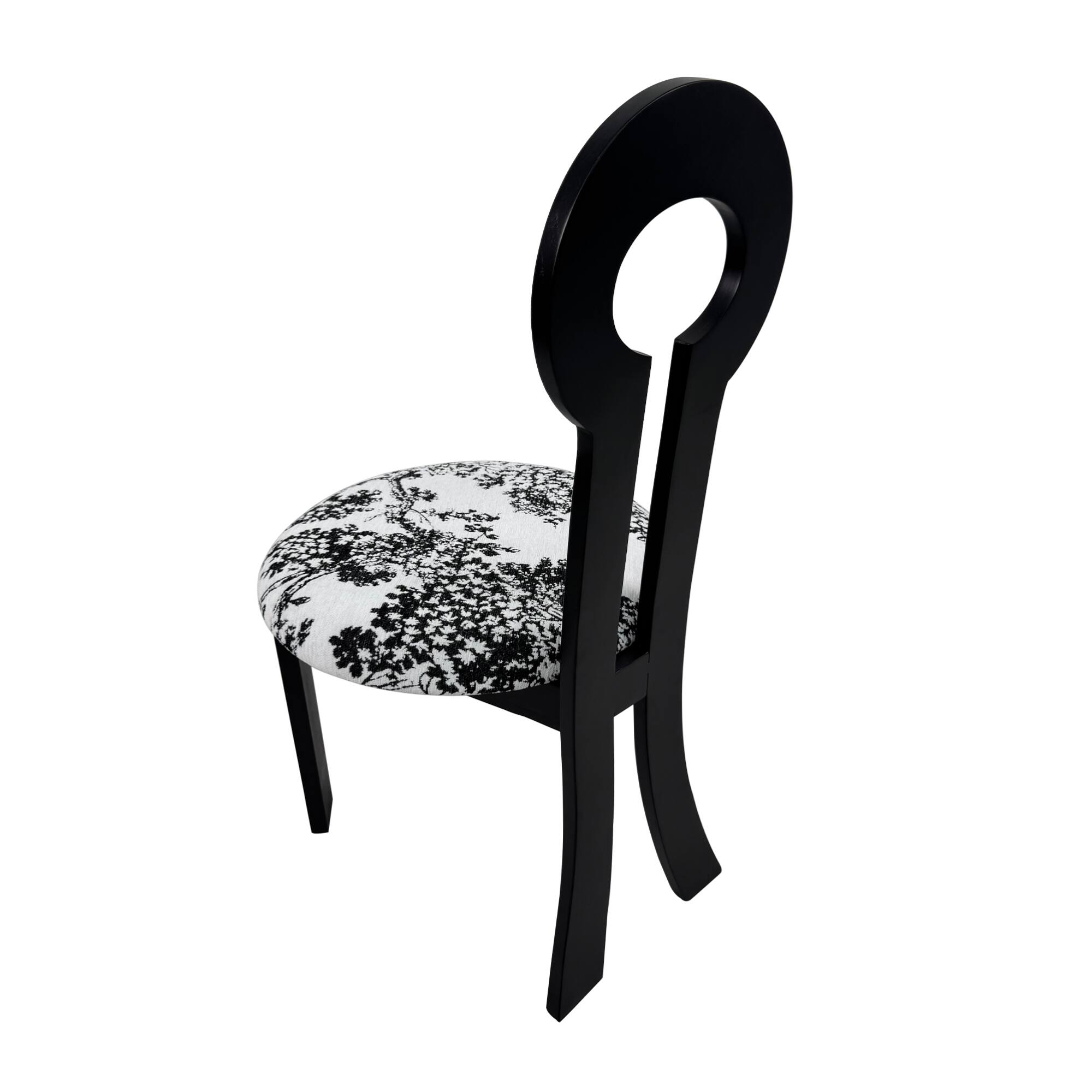 Alt View 9. GOODSILO - Modern Dining Chair with Key-Ring Design Solid Wood Frame and Comfortable PU Leather Cushion, Set of 2 - White+Black.