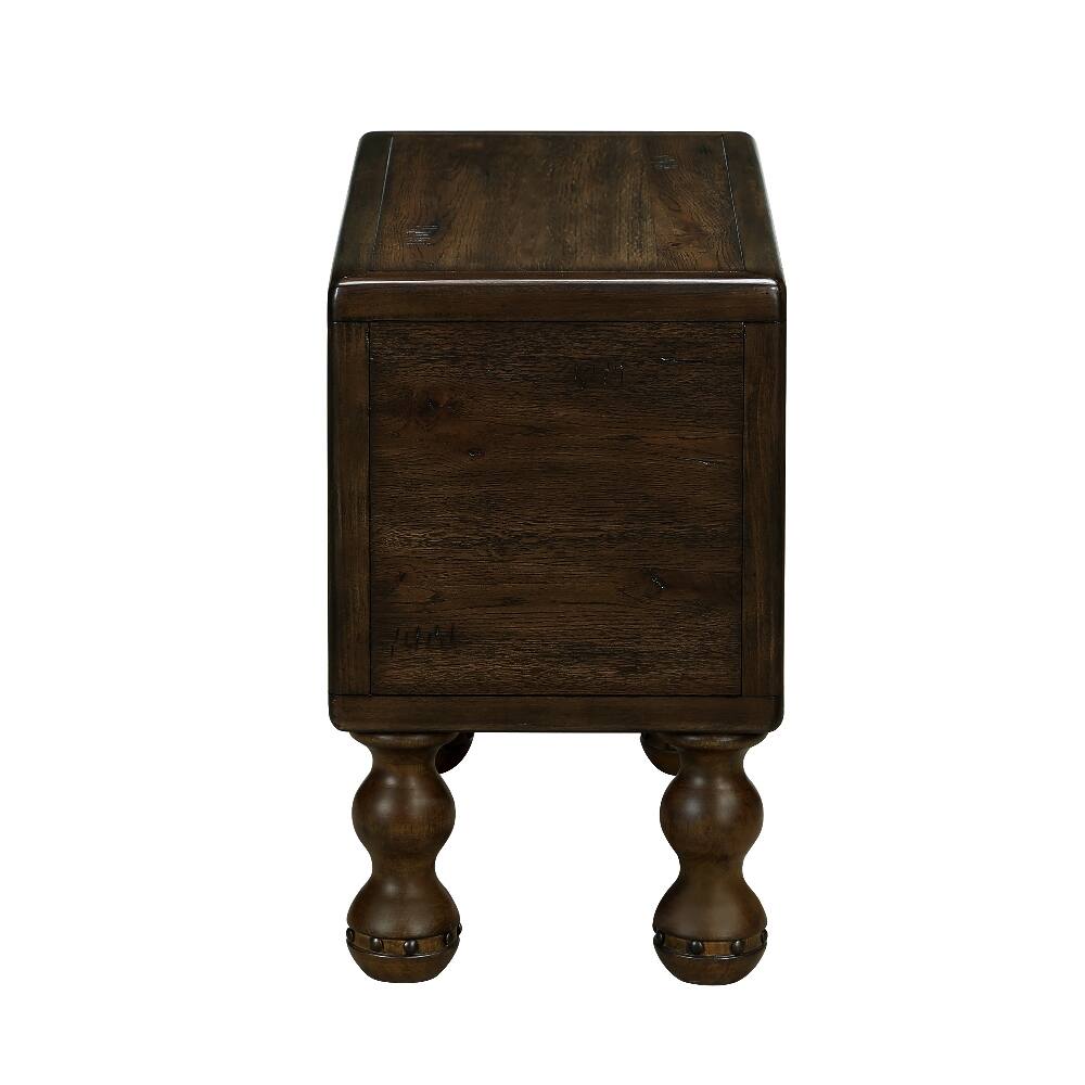 Alt View 7. Loheer - Loheer Solid Wood End Table Narrow Side Table with Drawer Vintage Bedside Table Espresso Nightstand for Small Spaces - Espresso.