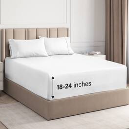 CGK Linens - Extra Deep Pocket 4 Piece Sheet Set - Soft Bed Sheets, Fits 18"-24" Mattresses - King - White