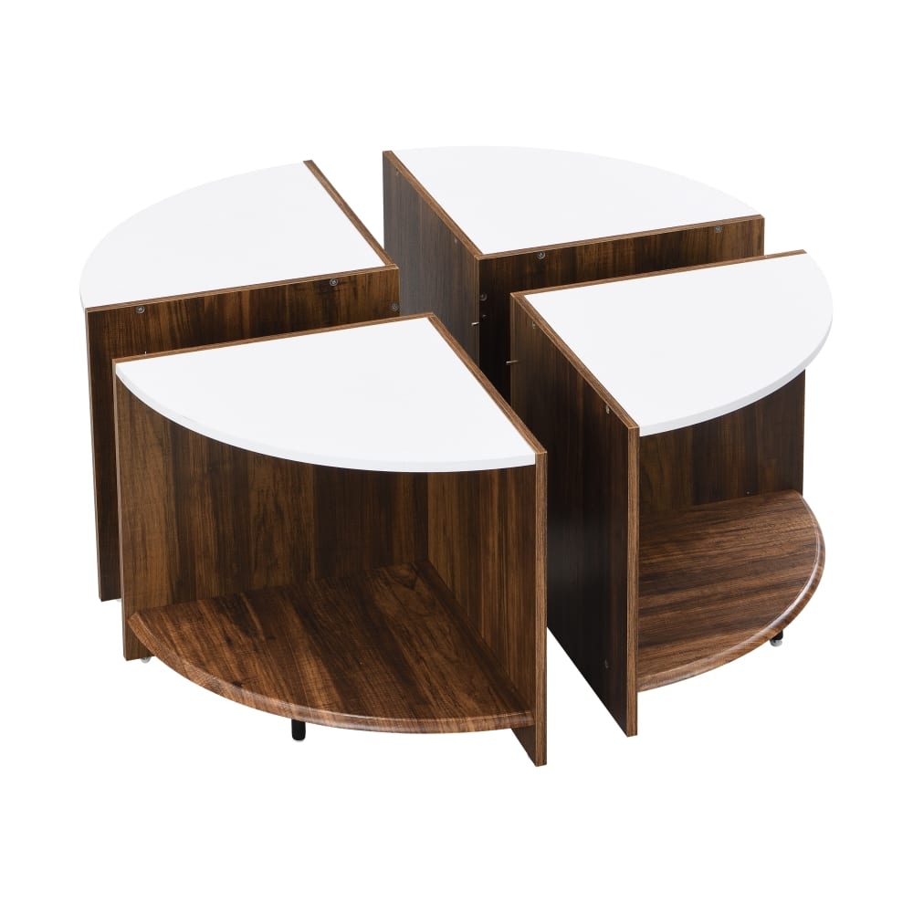 Lirago - Round End Table 2-Tier Storage Coffee Table 36.6"D x 36.6"W x 19.3"H for Living Room Garden Easy Assembly - White