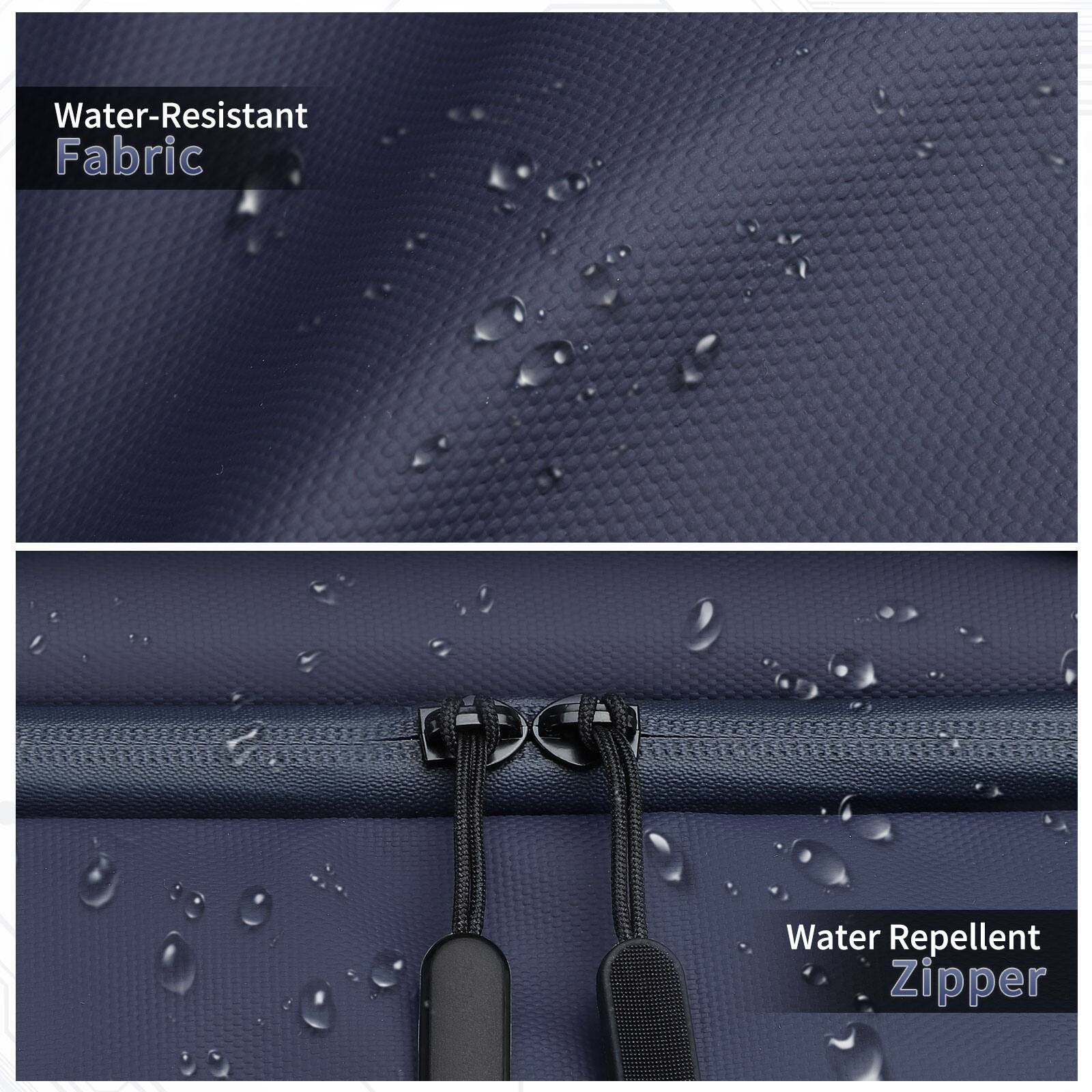 Water-Resistant Fabric  
Water Repellent Zipper