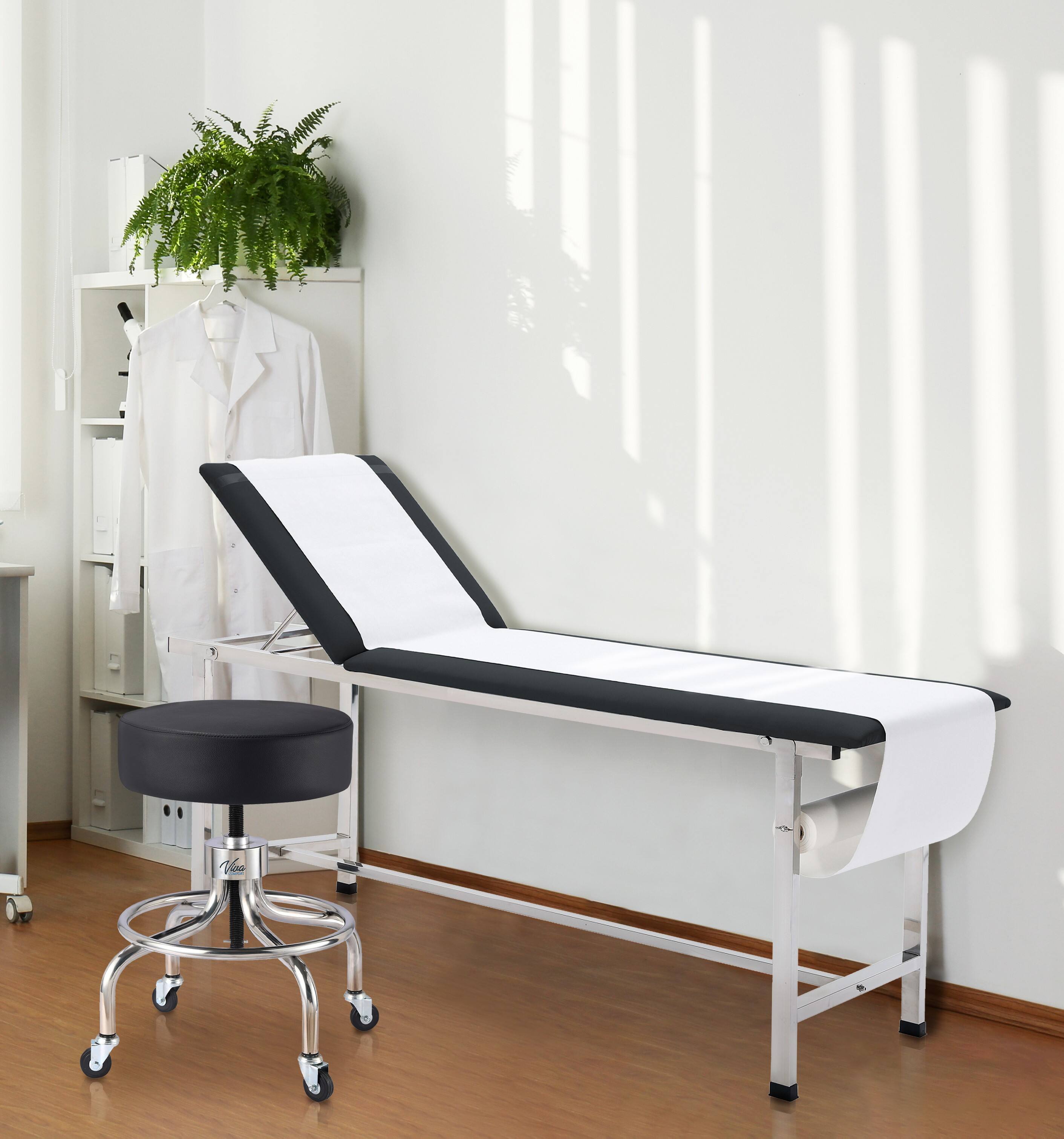 Alt View 7. Viva Comfort - Office Stool with Circular Foot Ring, Antimicrobial Upholstery, 250lb Capacity, Pneumatic Height Control - Black.