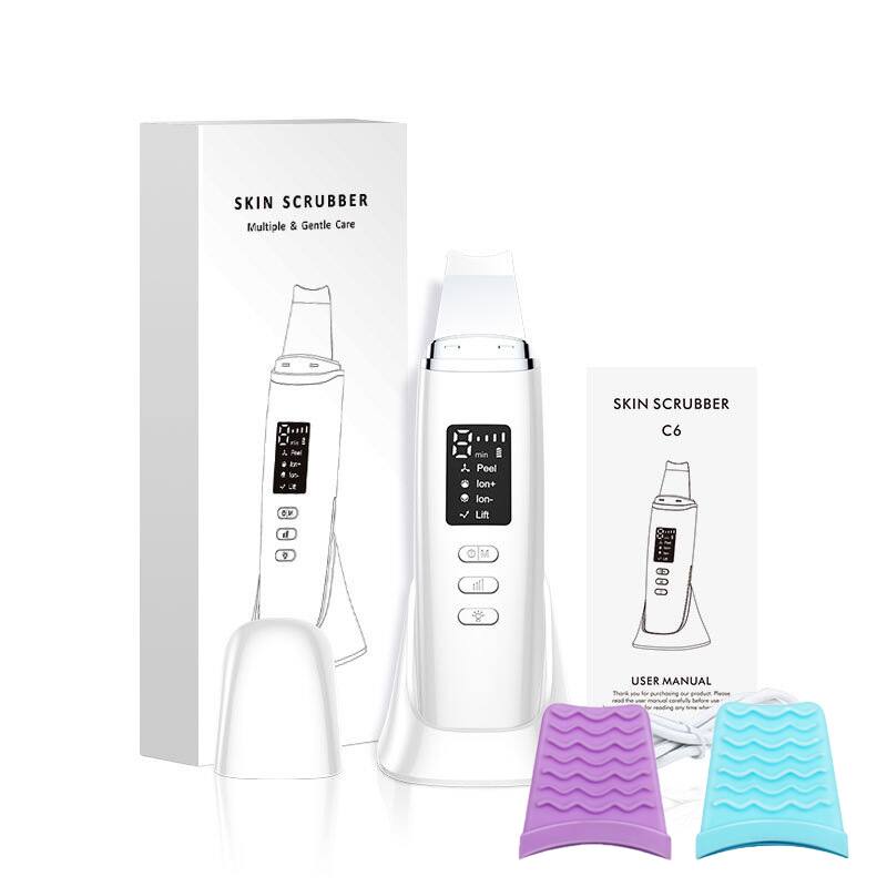 SKIN SCRUBBER  
Multiple & Gentle Care

SKIN SCRUBBER  
C6

Red is last it NO  
min END  
Peel lon+ lon- Lift

il  
y  
M

USER MANUAL  
Dank IN of purcheing N polut Please nothe vier monual by reading My 1/14 who
