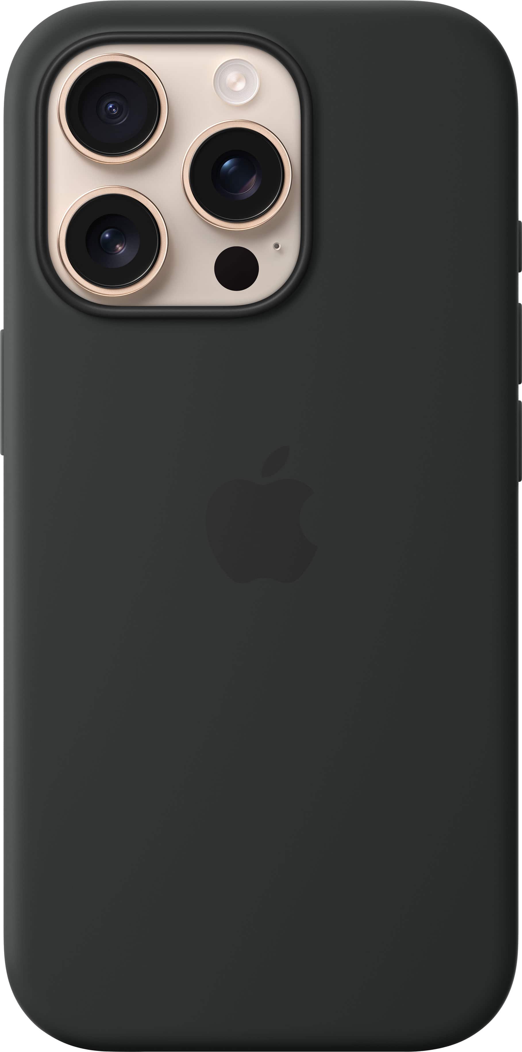 Front. Apple - iPhone 16 Pro Silicone Case with MagSafe - Black.