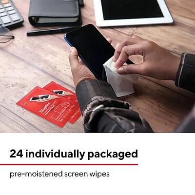 24 individually packaged pre-moistened screen wipes