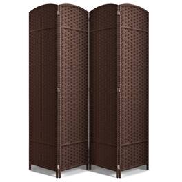 Sorbus - 4 Panel Room Divider 6 ft. Tall - Privacy Screen, Extra Wide Double Hinged Panels, Mesh Hand-Woven Design - Chocolate