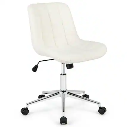 Front. Kadyn - Office Chair, Ergonomic Desk Chairs,Computer Chair,Teddy Fleece Armless Office Chair Makeup Vanity Chair-White - White.