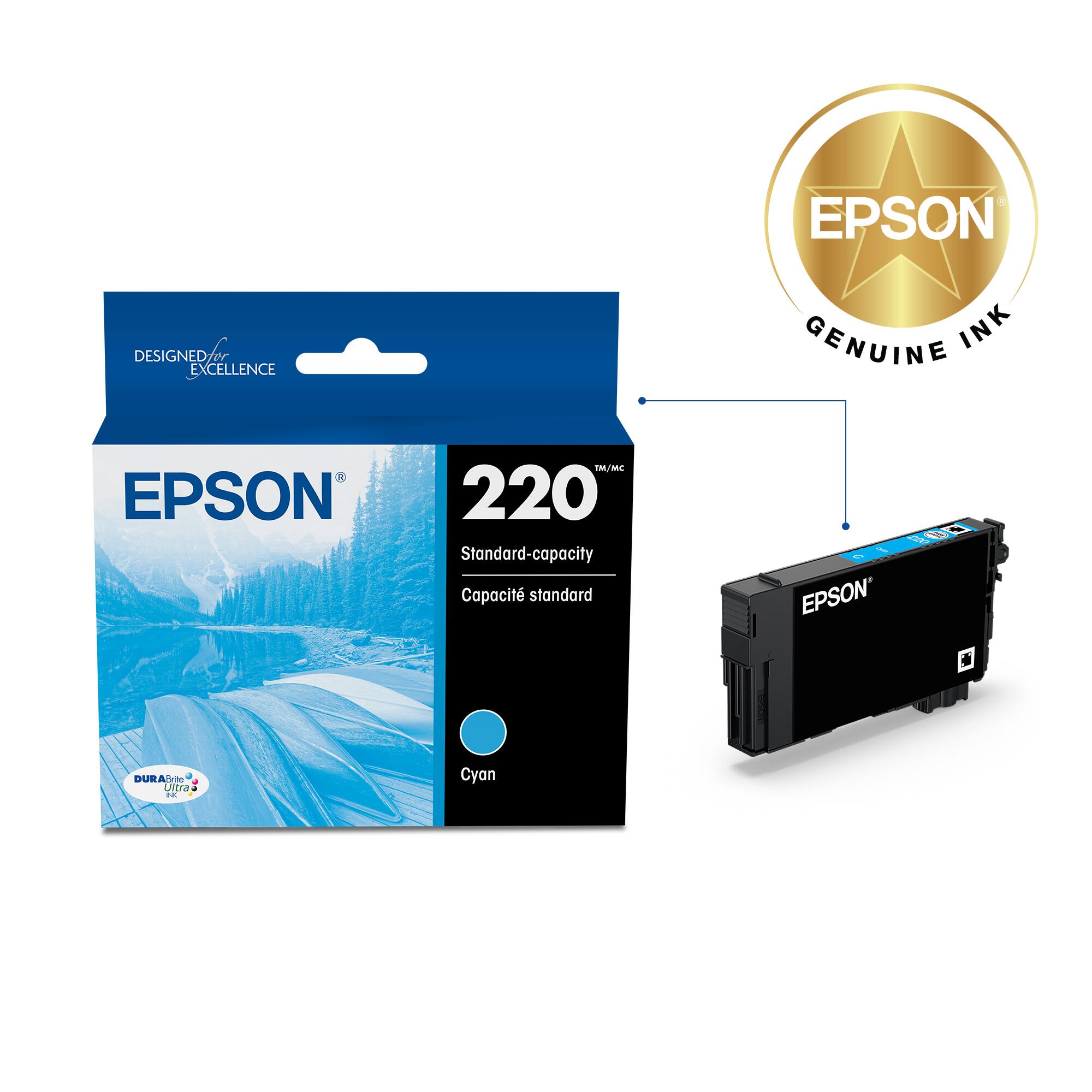EPSON DESIGNED EXCELLENCE E GENUINE INK EPSON TAMIL 220 Standard-capacity Cartridge. Standard-capacity cartridge. 90ml. Cyan.