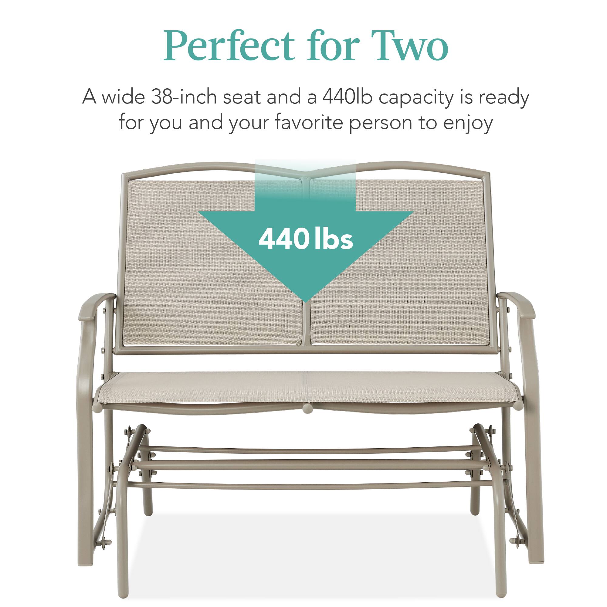 Perfect for Two

A wide 38-inch seat and a 440lb capacity is ready for you and your favorite person to enjoy

440 lbs