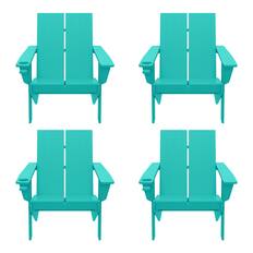 Front. WestinTrends - WestinTrends Riviera Outdoor HDPE Modern Adirondack Chair with Cup Holder (Set of 4) - Turquoise.