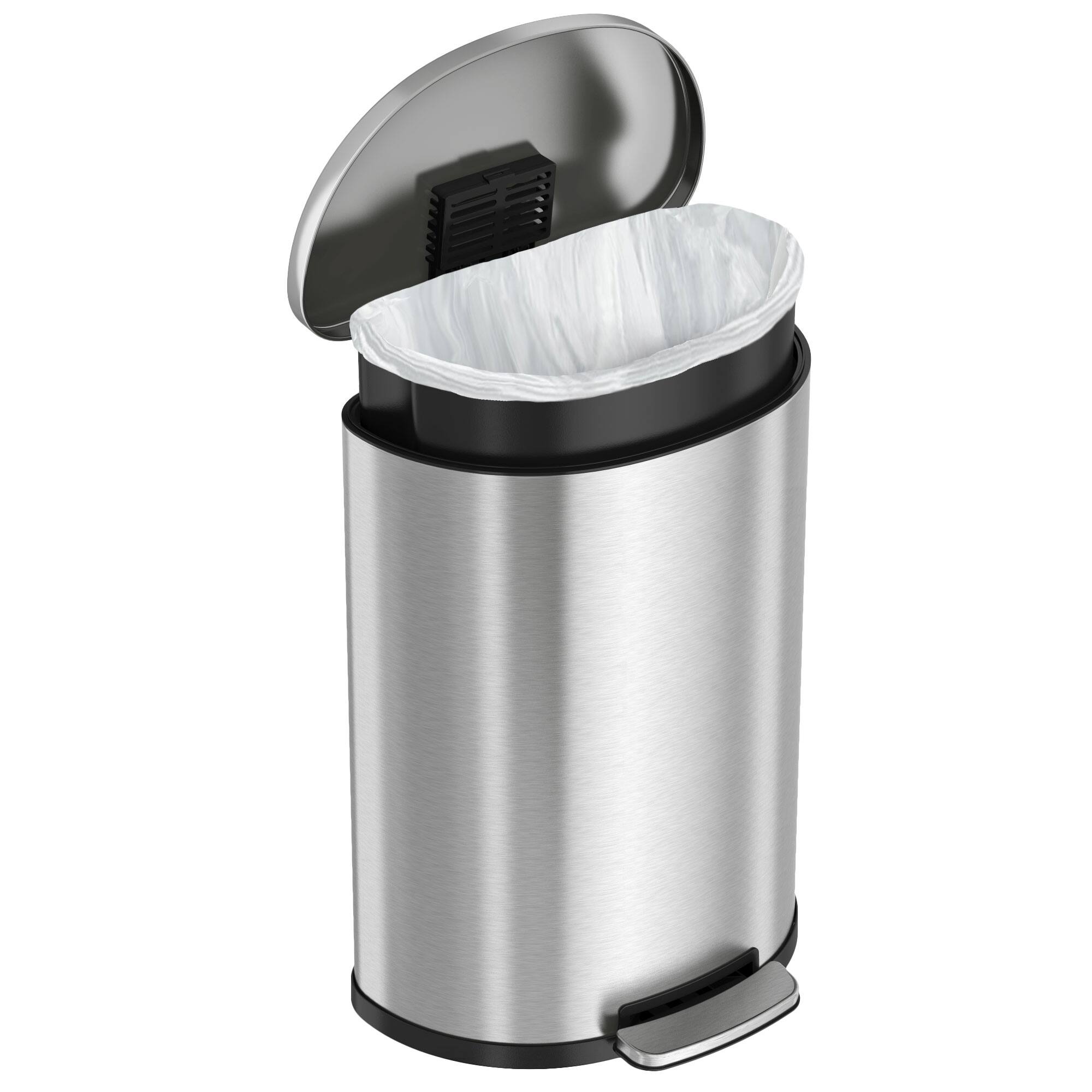 Alt View 12. iTouchless - SoftStep 13.2-Gal. Half-Round Trash Can - Silver.