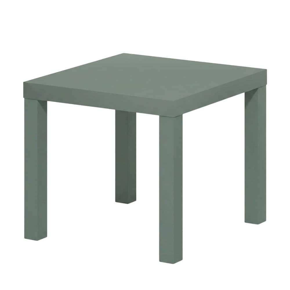 FurniFact - Square Side Table Set of 2 with Thick Tabletops and Finish - Sage Green