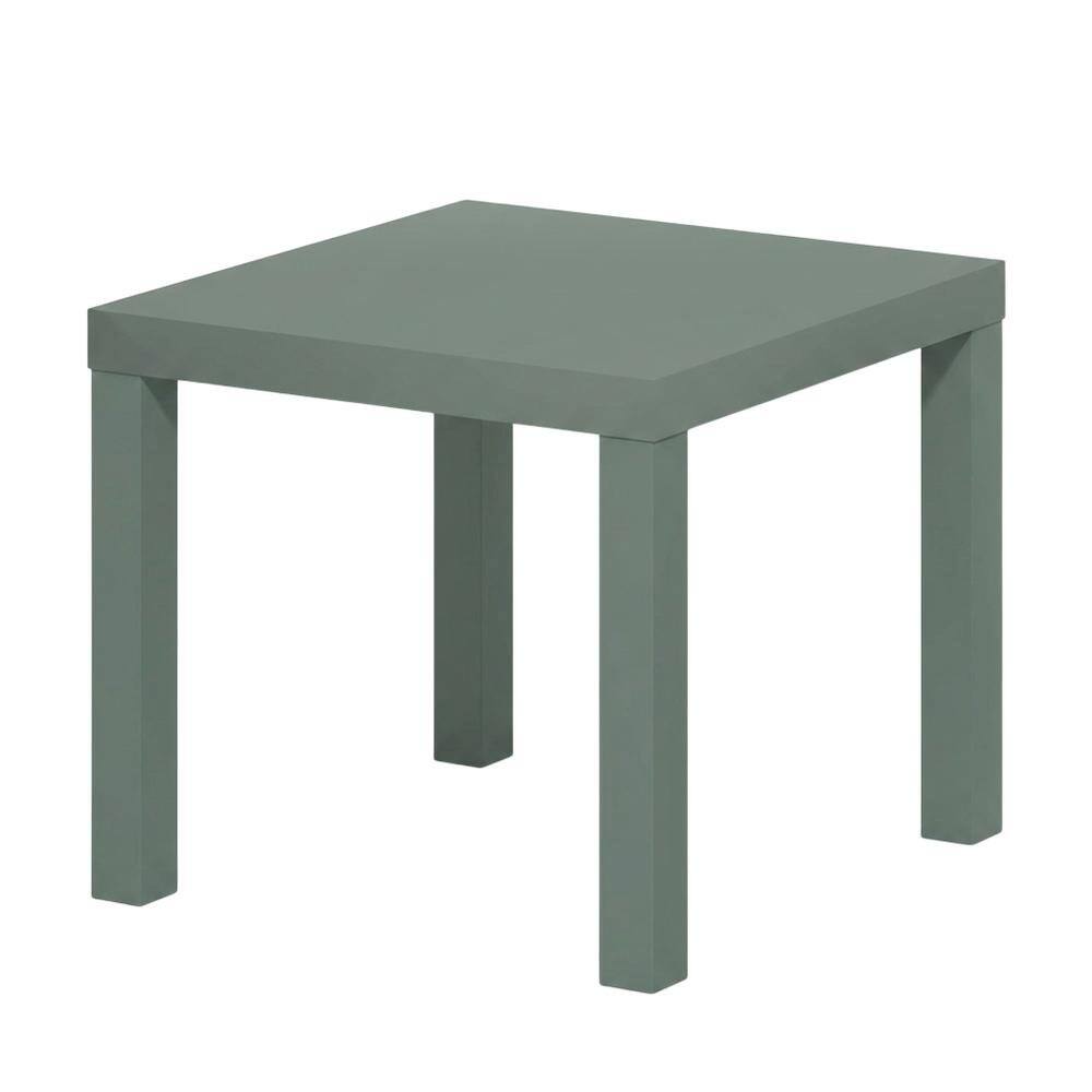 Front. FurniFact - Square Side Table Set of 2 with Thick Tabletops and Sage Green Finish - Sage Green.