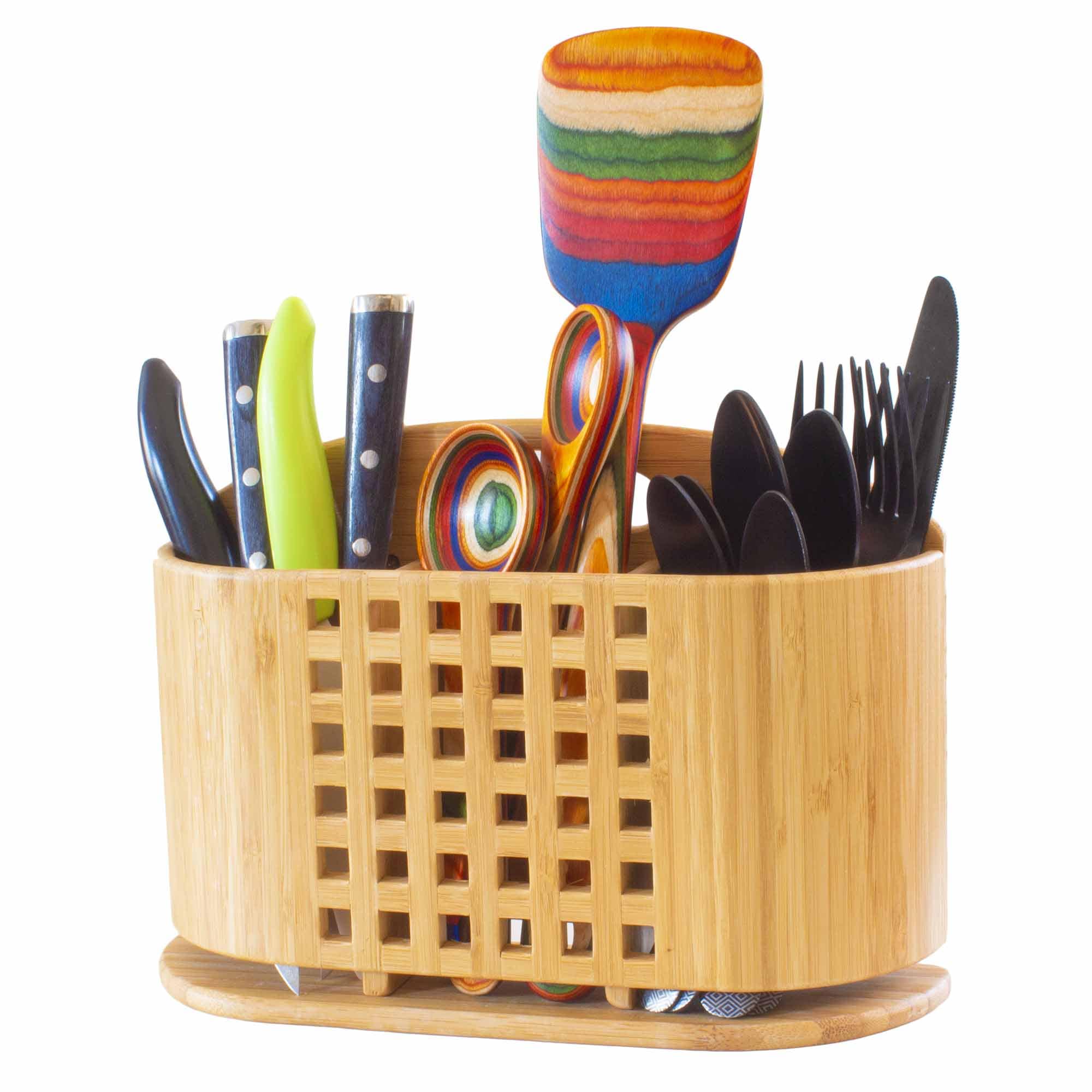 Left. Totally Bamboo - "Eco" Utensil, Flatware and Cutlery Drying Caddy for "Eco" Dish Drying Rack.