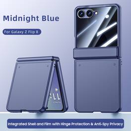 Dteck - Shockproof Matte Hard PC Case Hinge Protection Cover For Samsung Galaxy Z Flip8 with Built-in Screen Protector - Blue