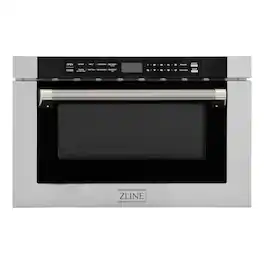 ZLINE - Autograph 24 in. 1.2 cu. ft. Built-in Microwave Drawer and Polished Nickel Helix Handle - Stainless Steel