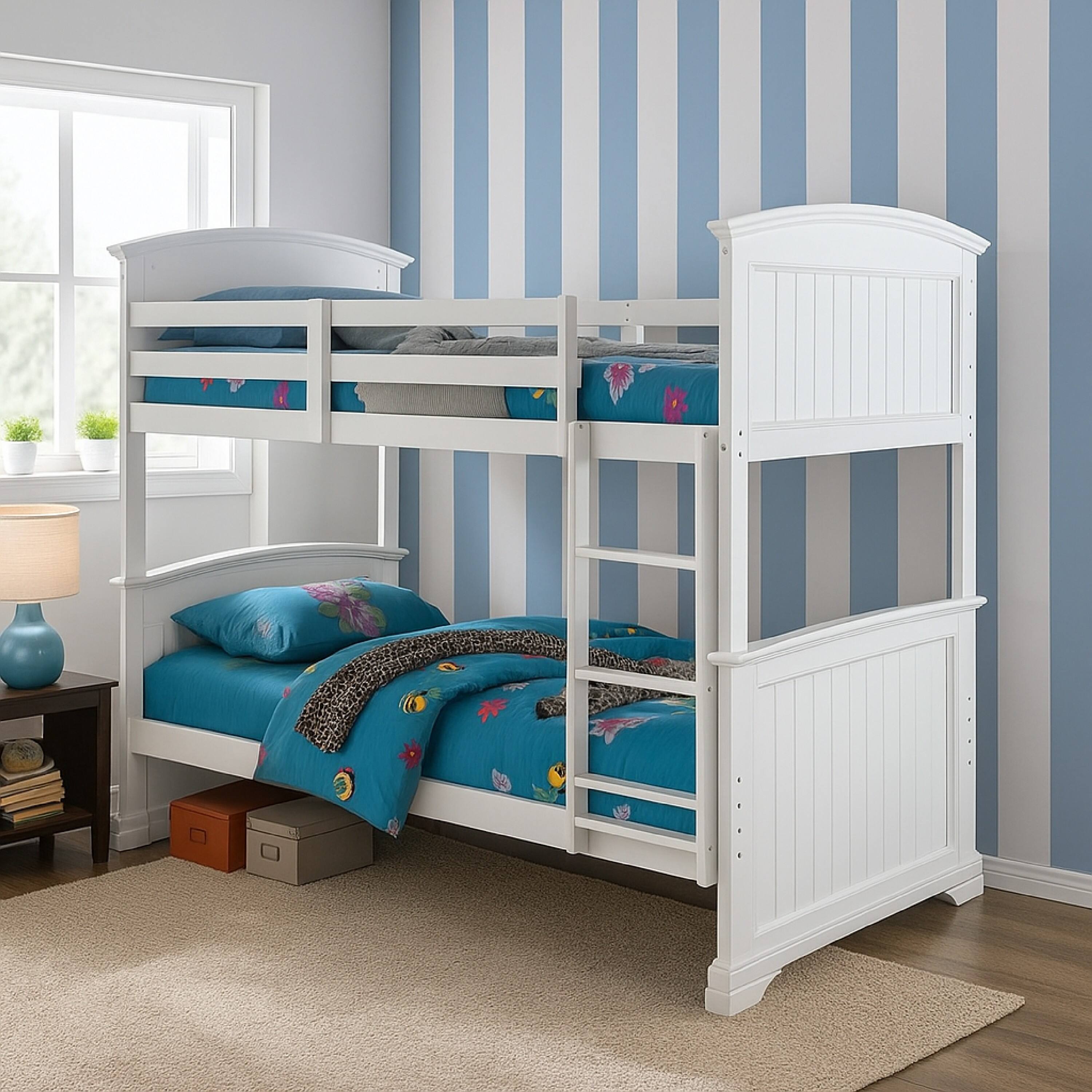 Manhattan Lane Rexo Twin over Full Bunk Bed with Ladder, Plank Style ...
