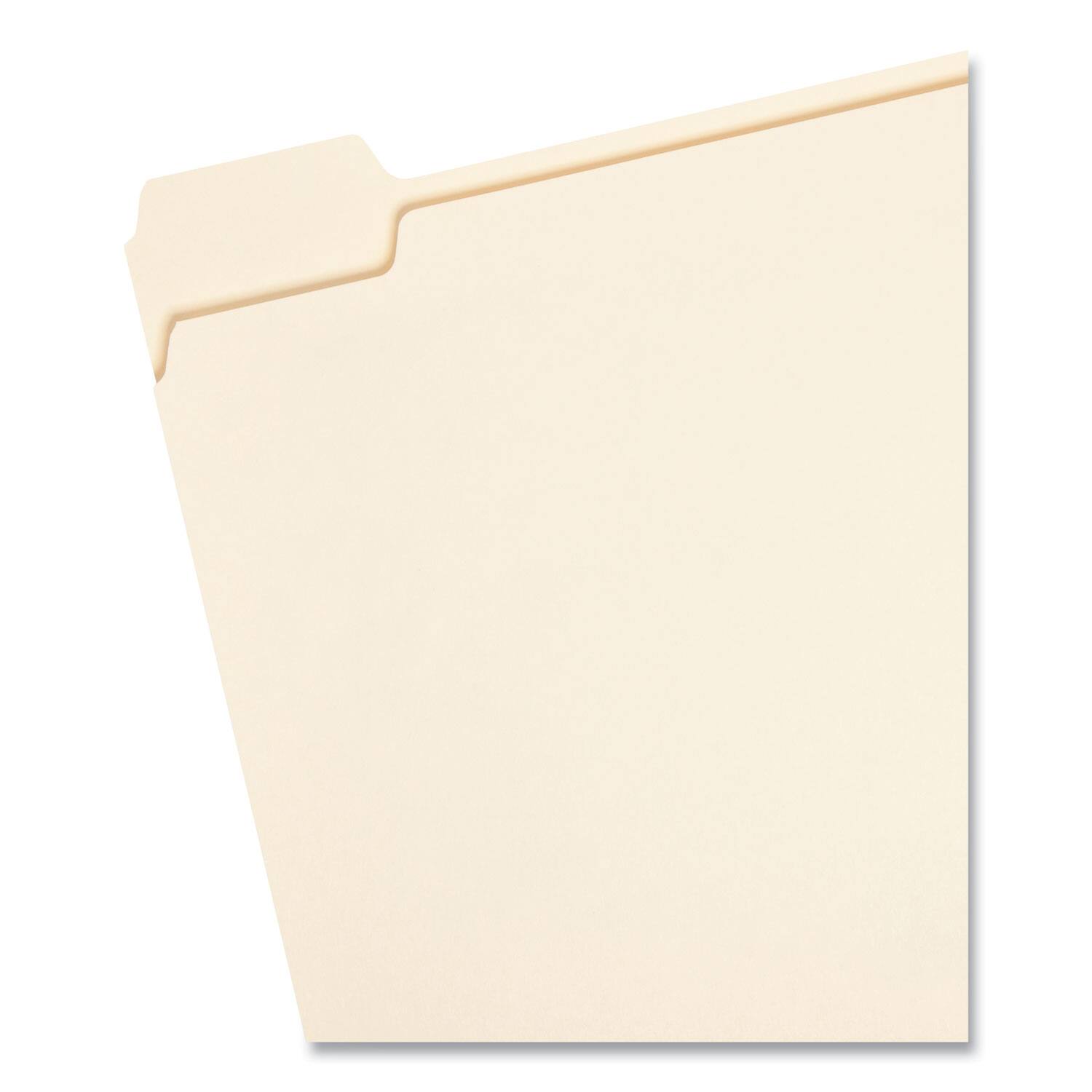 Angle. Smead Manufacturing - Manila File Folders, 1/5-Cut Tabs: Assorted, Letter Size, 0.75" Expansion, Manila, 100/Box.