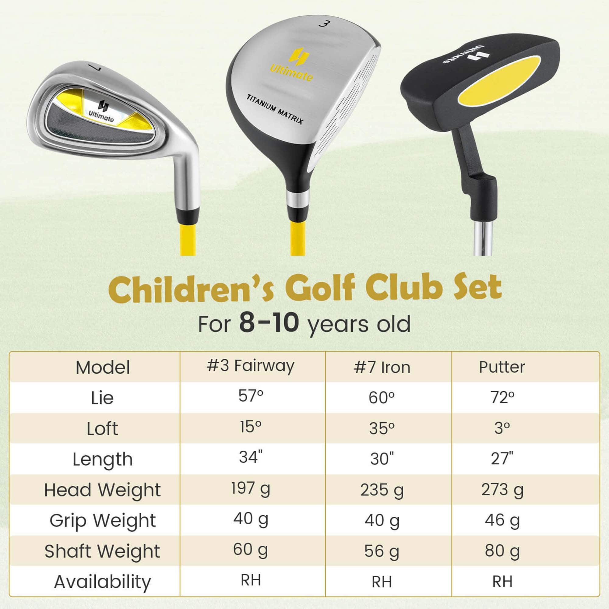 Costway Junior Golf Club Set for Children Includes 165CC #3