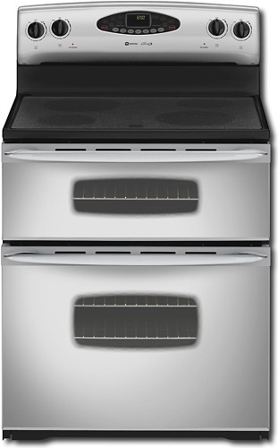  Maytag - Gemini 30&quot; Self-Cleaning Freestanding Double Oven Electric Range - Stainless-Steel