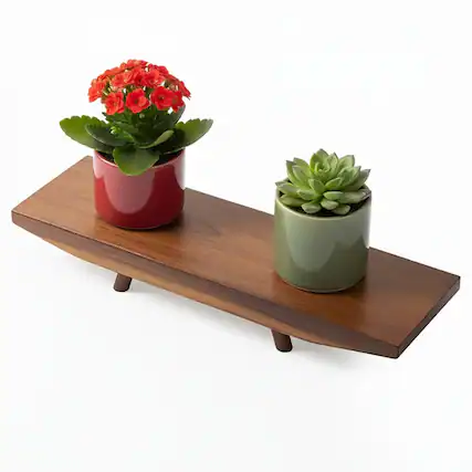 Front. Garnen - Kitchen Decorative Tray, Acacia Wood Tray for Coffee Table Bathroom Vanity Countertop, Pedestal Stand Riser Tray, Brown - Brown.