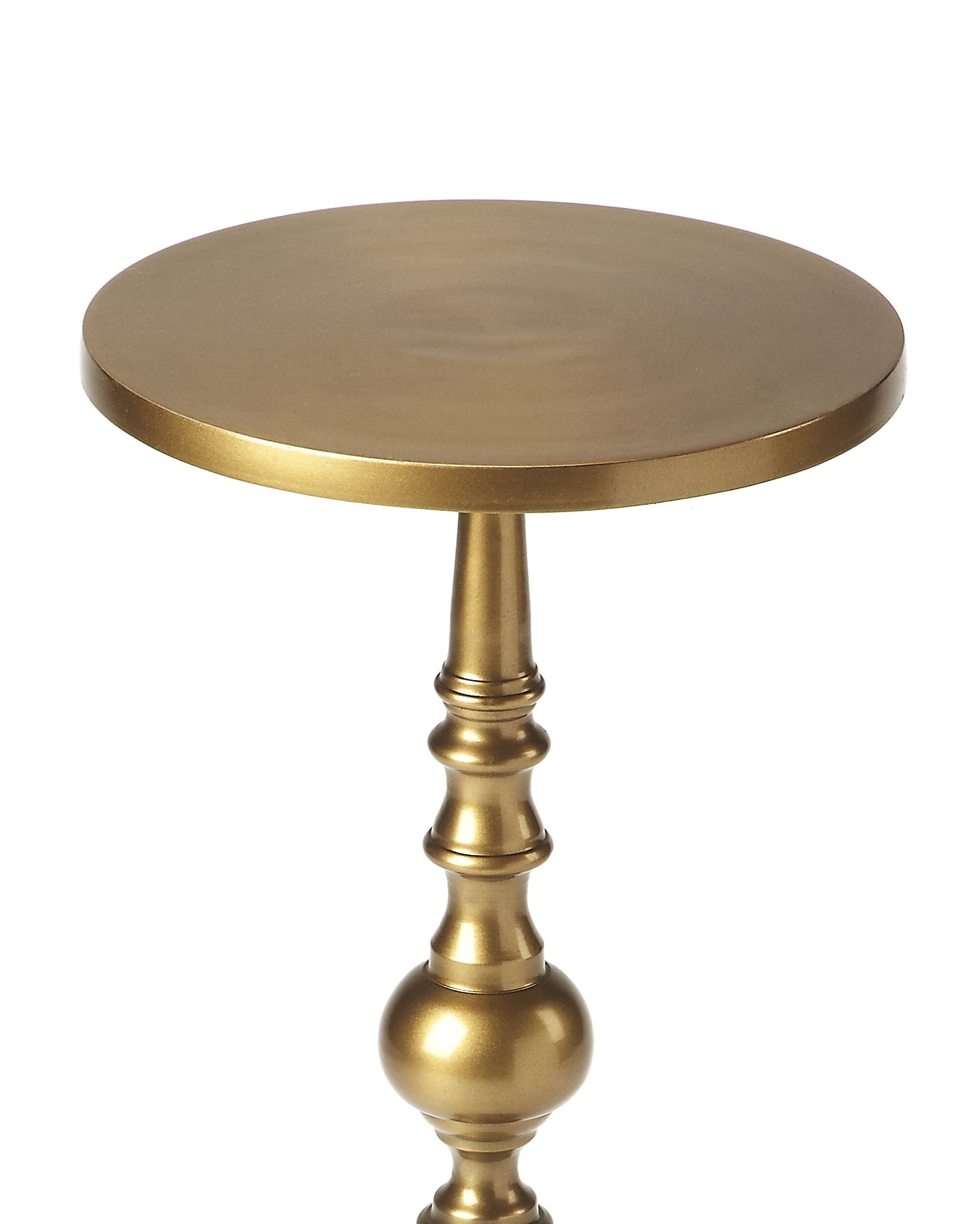 Alt View 2. Butler Specialty - Darien 10 in. W Round Pedestal Side Table - Gold.