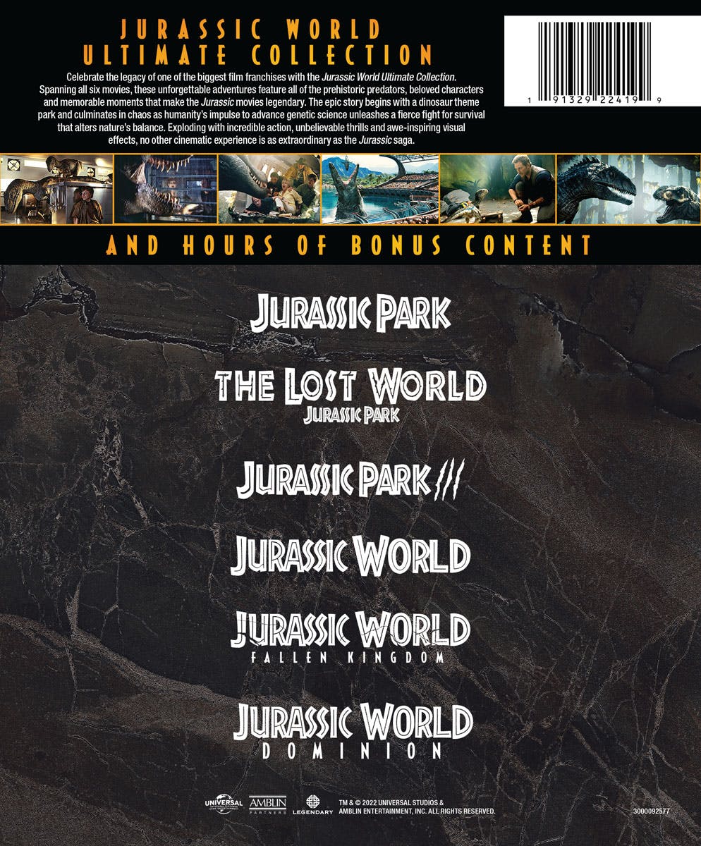 Back. Jurassic World: Ultimate Collection (with DVD - Box set) [Blu-ray].