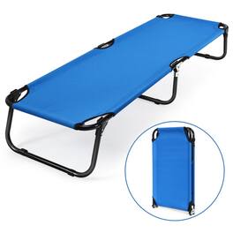 Boyel Living - Outdoor Military Folding Camping Cot 75 in L x 22 in W x 12 in H 12 lb for Camping - Blue